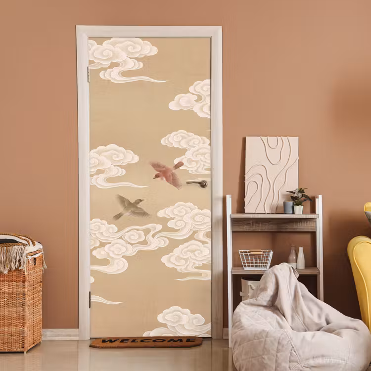 Deursticker - Vogels - Vliegen - Beige — 2