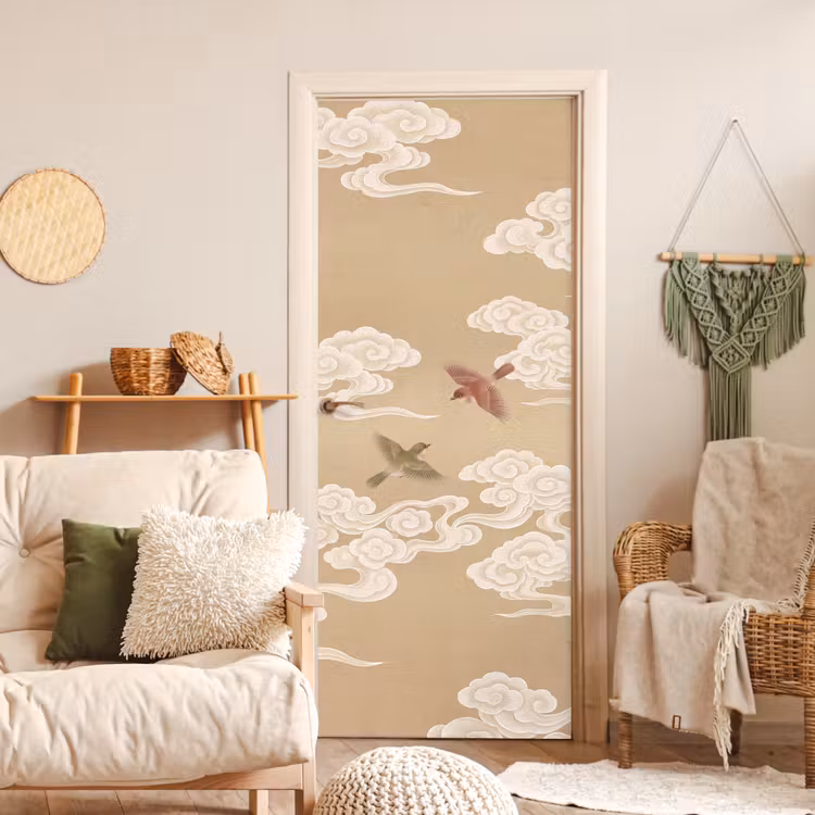 Deursticker - Vogels - Vliegen - Beige — 4