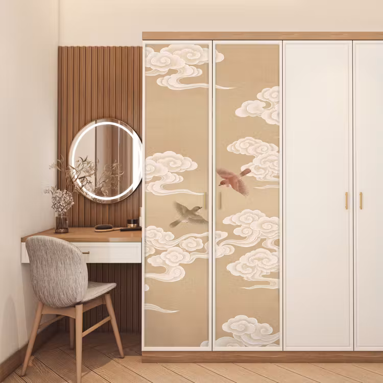Deursticker - Vogels - Vliegen - Beige — 5