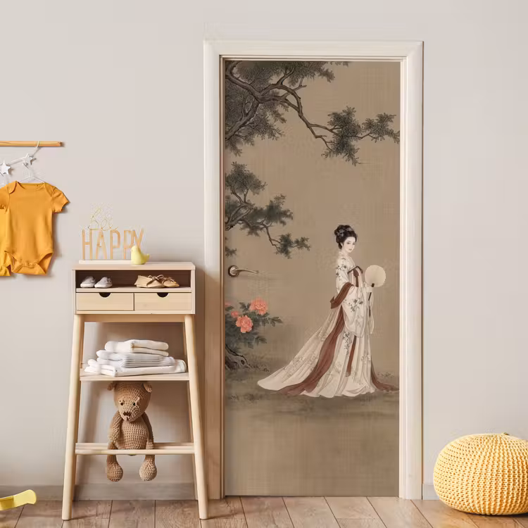 Deursticker - Vrouw - Azië - Kunst - Beige — 6