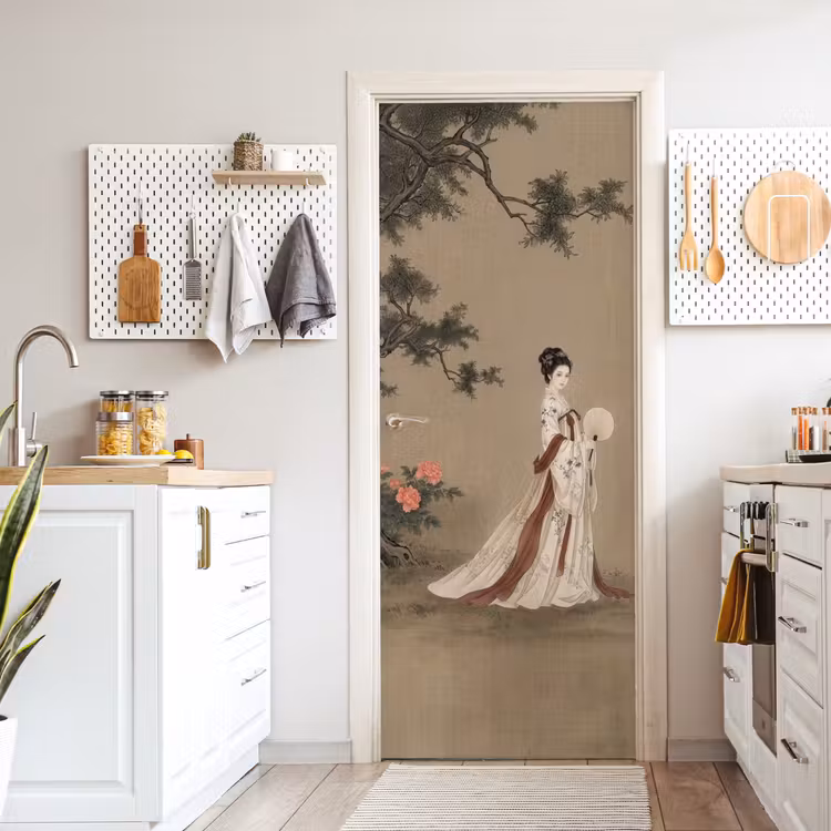 Deursticker - Vrouw - Azië - Kunst - Beige — 7