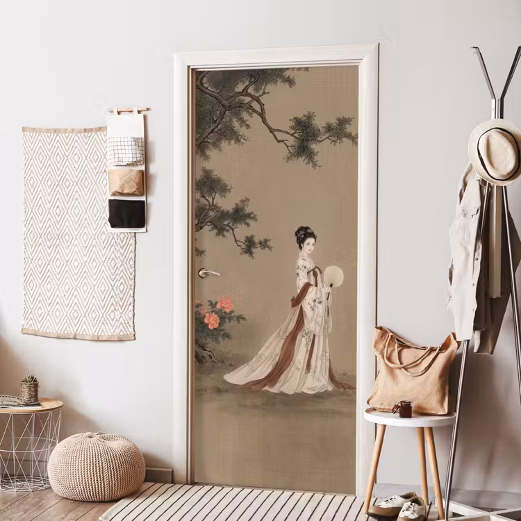 Deursticker - Vrouw - Azië - Kunst - Beige — 8