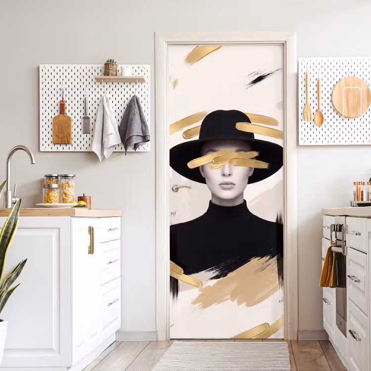 Deursticker - Vrouw - Portret - Modern - Goud - Kunst — 7