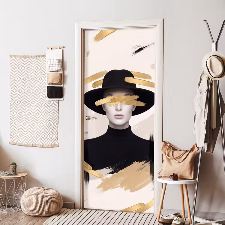 Deursticker - Vrouw - Portret - Modern - Goud - Kunst — 8