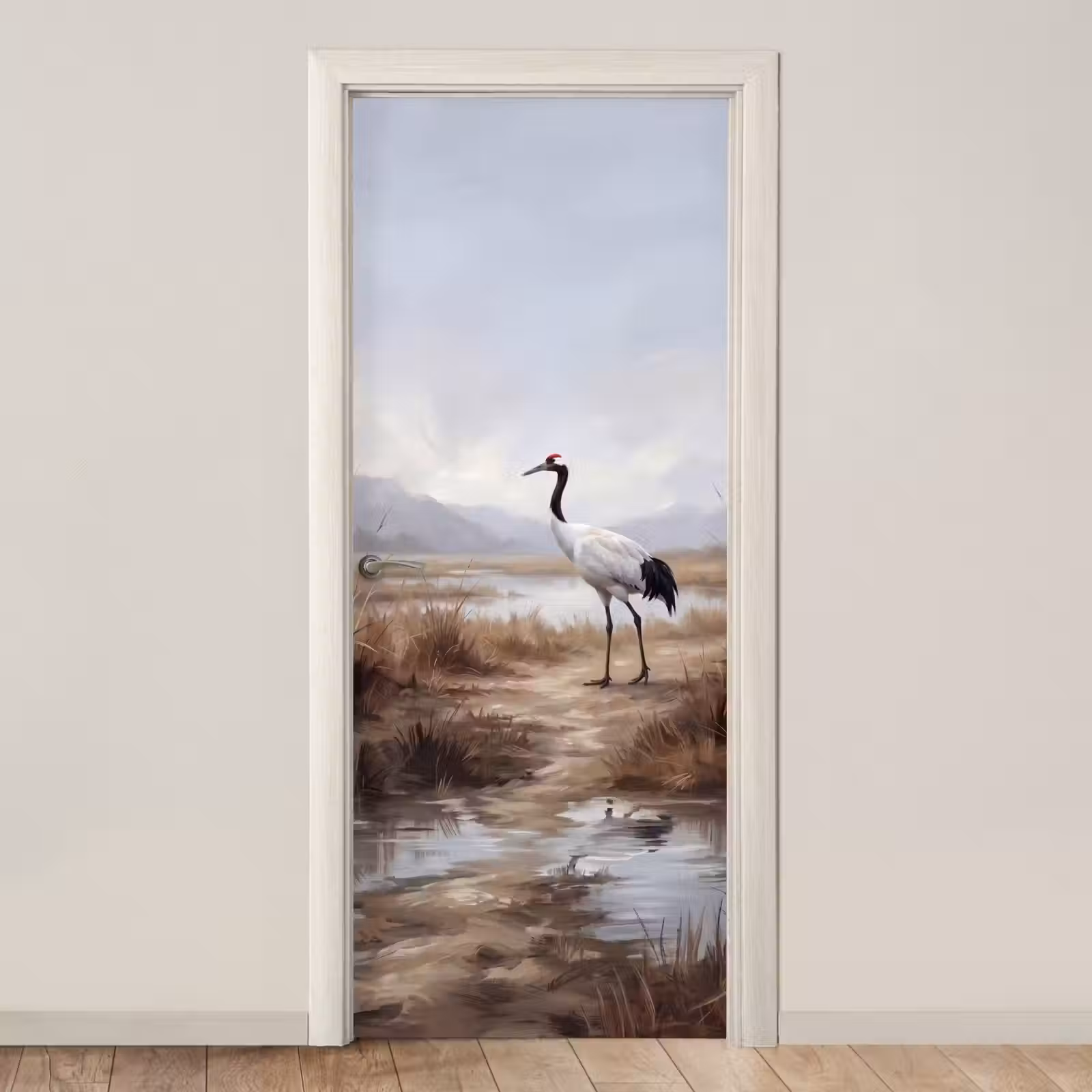 Deursticker - Kraanvogel - Natuur - Realistisch — 1