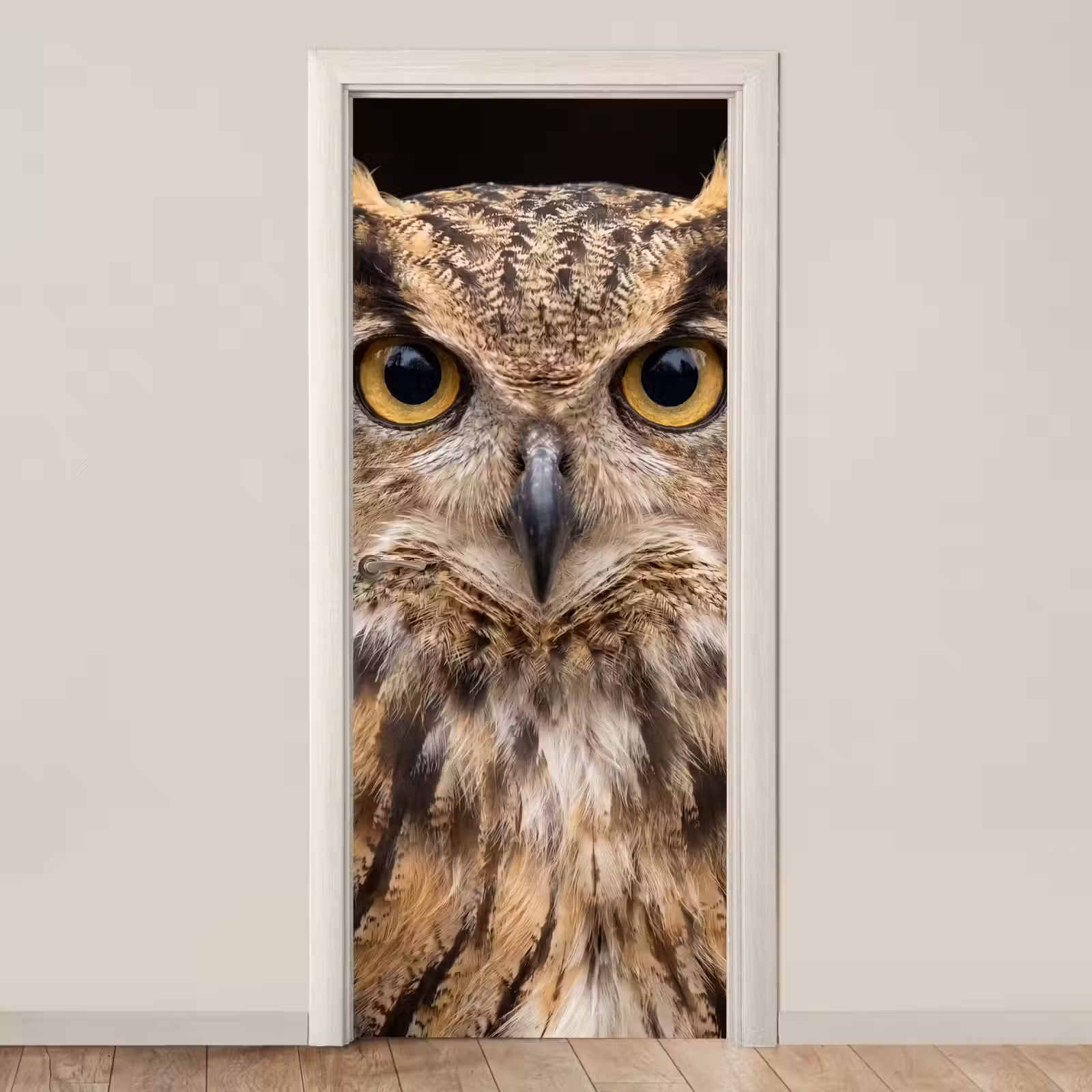 Deursticker - Oehoe - Uil - Portret - Bruin — 1