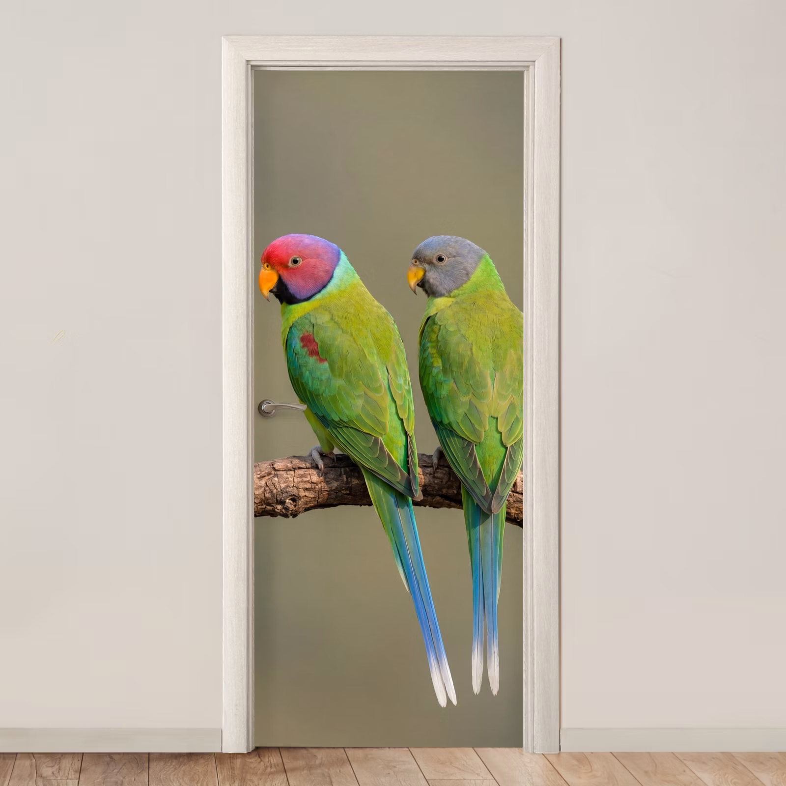 Deursticker - Papagaai - Tak - Natuur - Kleurrijk — 1