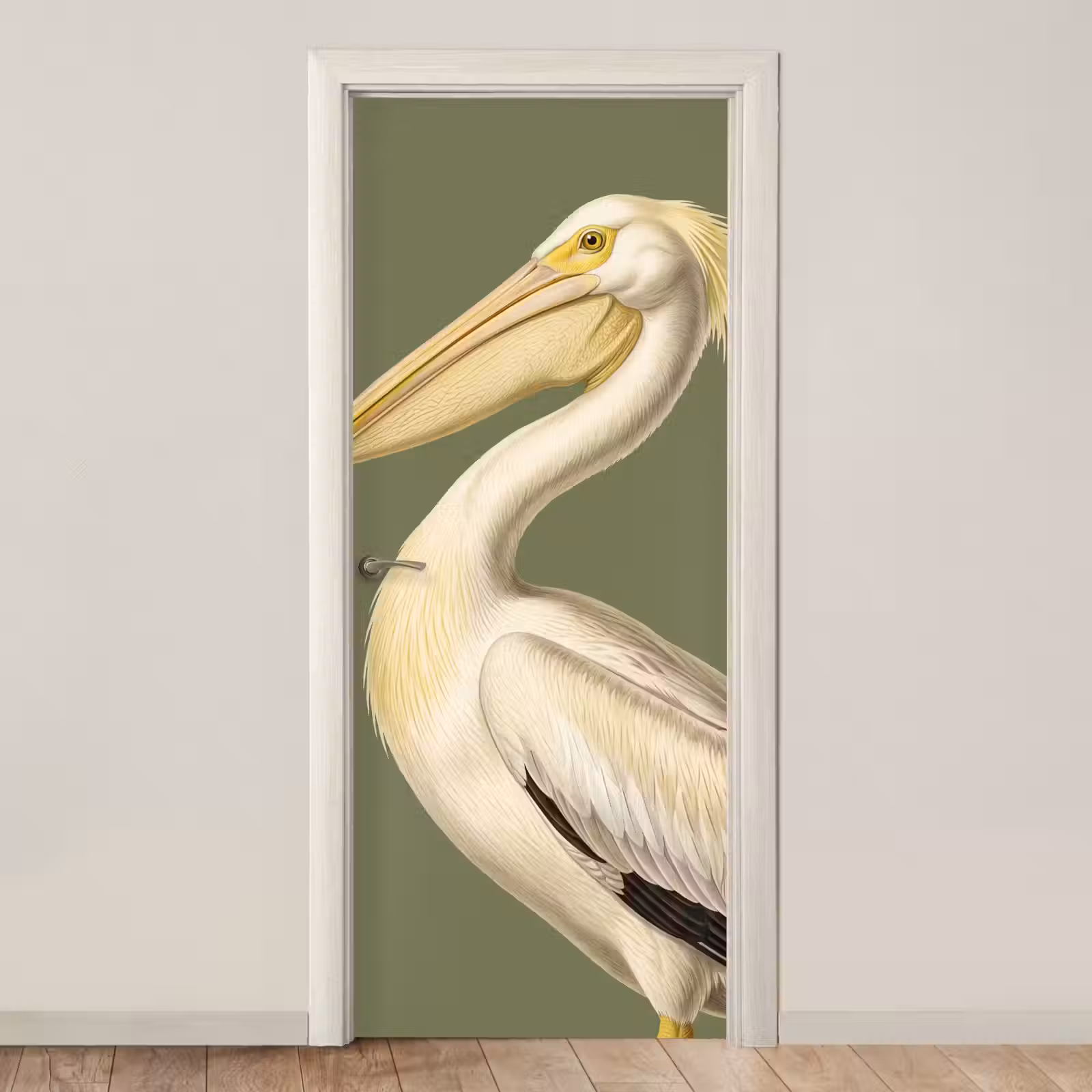 Deursticker - Pelikaan - Wit - Vogel - Klassiek - Natuur — 1