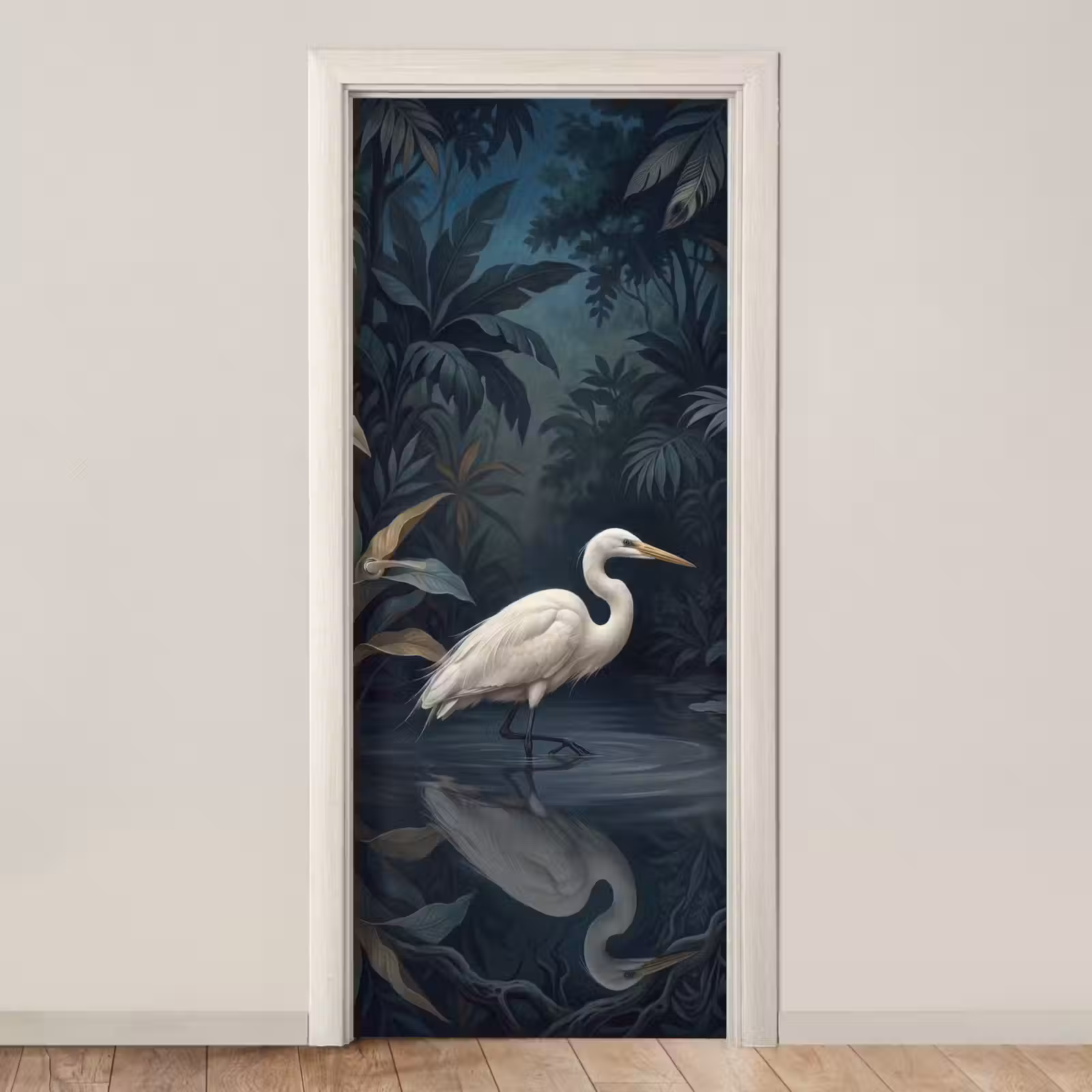 Deursticker - Reiger - Water - Natuur - Modern - Wit — 1