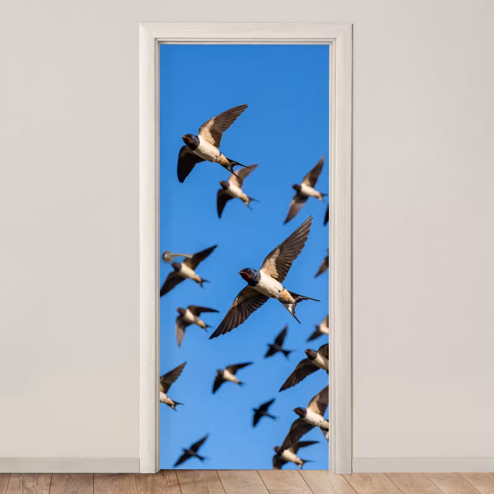 Deursticker - Zwaluwen - Vliegen - Blauw — 1