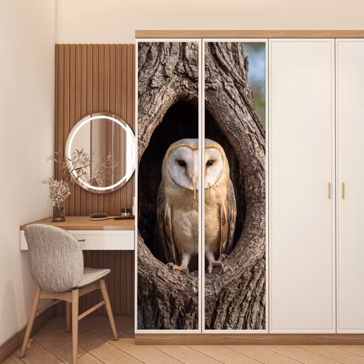 Deursticker - Kerkuil - Boom - Natuur - Bruin — 5