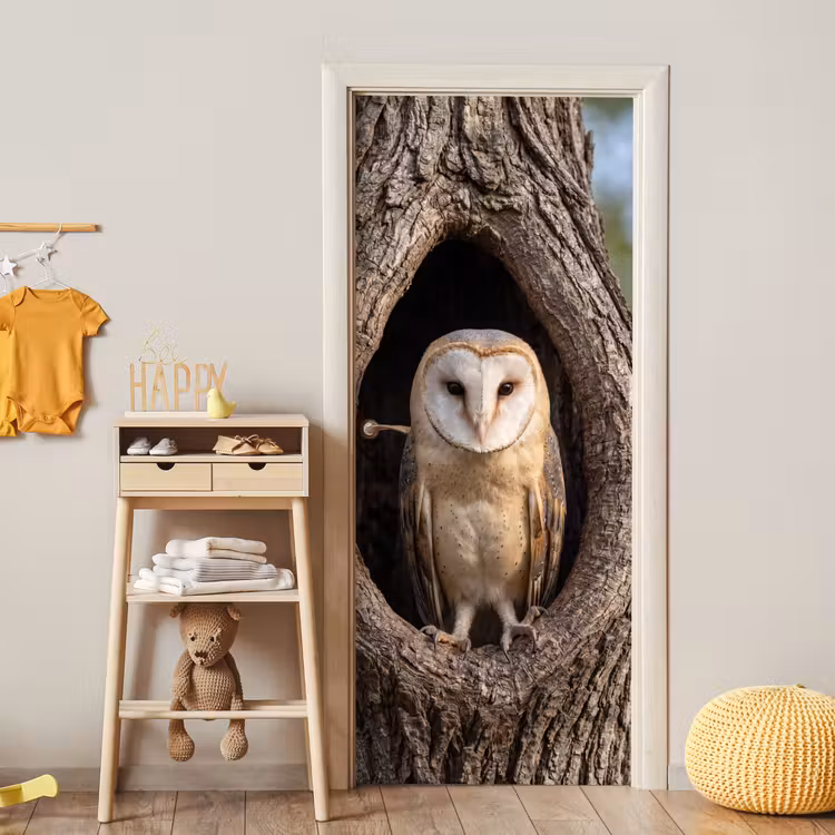 Deursticker - Kerkuil - Boom - Natuur - Bruin — 6