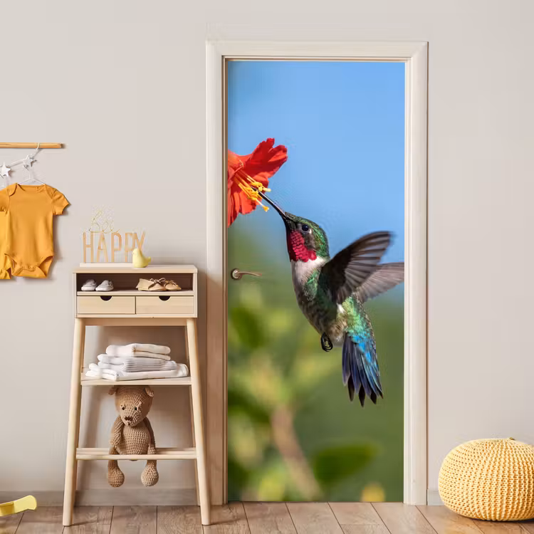 Deursticker - Kolibrie - Bloem - Natuur - Groen — 6