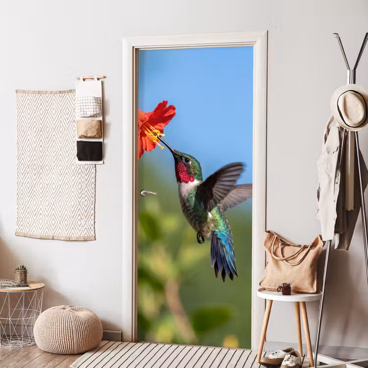 Deursticker - Kolibrie - Bloem - Natuur - Groen — 8