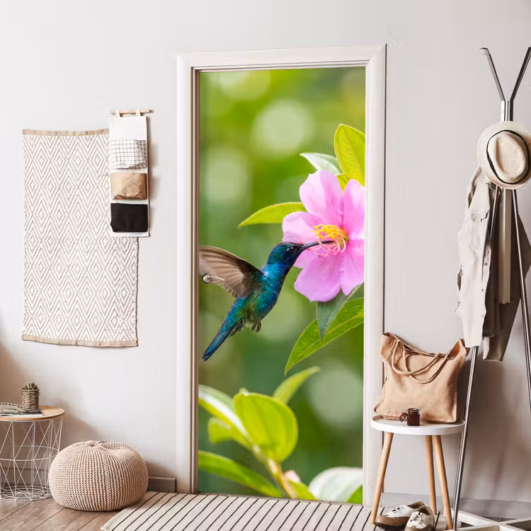 Deursticker - Kolibrie - Bloem - Natuur - Groen — 8
