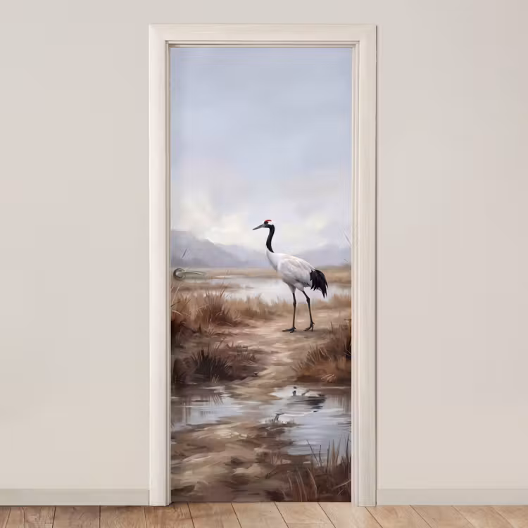 Deursticker - Kraanvogel - Natuur - Realistisch — 1