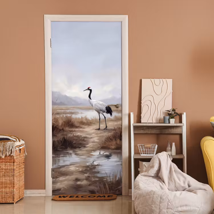 Deursticker - Kraanvogel - Natuur - Realistisch — 2
