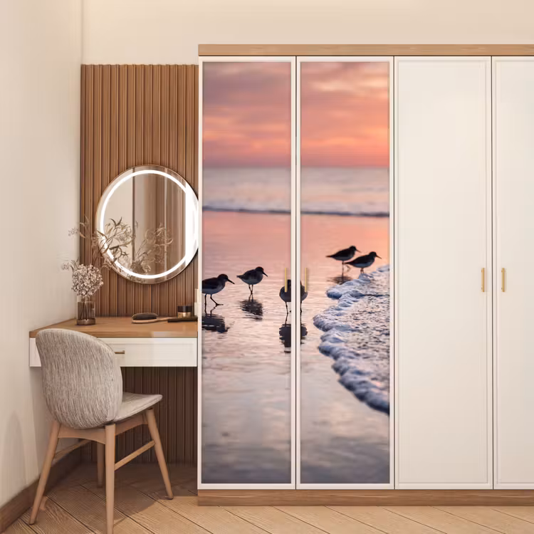 Deursticker - Meeuwen - Strand - Zee - Roze — 5