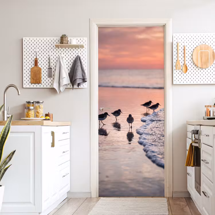 Deursticker - Meeuwen - Strand - Zee - Roze — 7