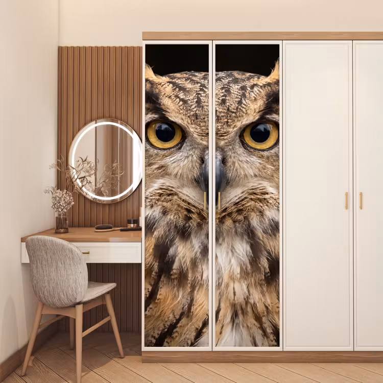 Deursticker - Oehoe - Uil - Portret - Bruin — 5