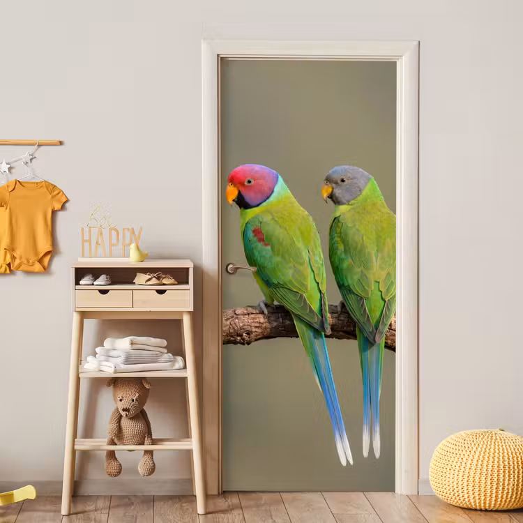Deursticker - Papagaai - Tak - Natuur - Kleurrijk — 6
