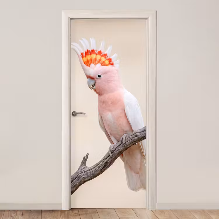 Deursticker - Papagaai - Tak - Roze — 1