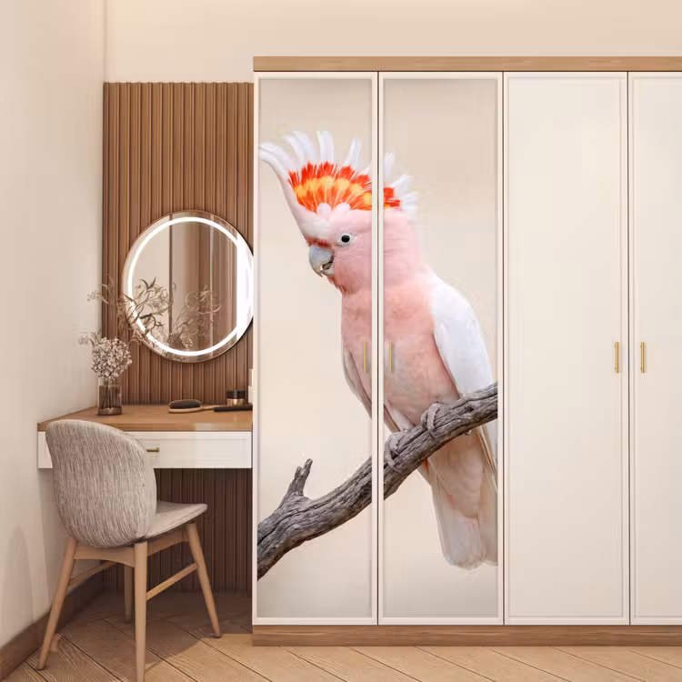 Deursticker - Papagaai - Tak - Roze — 5