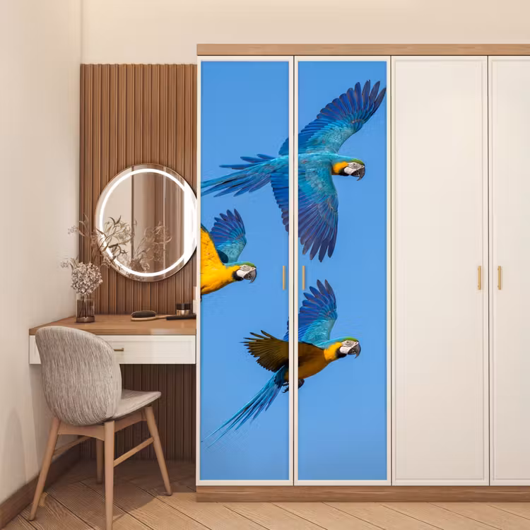 Deursticker - Papagaai - Vliegen - Blauw - Geel — 5