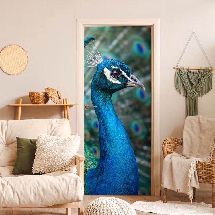 Deursticker - Pauw - Veren - Blauw — 4