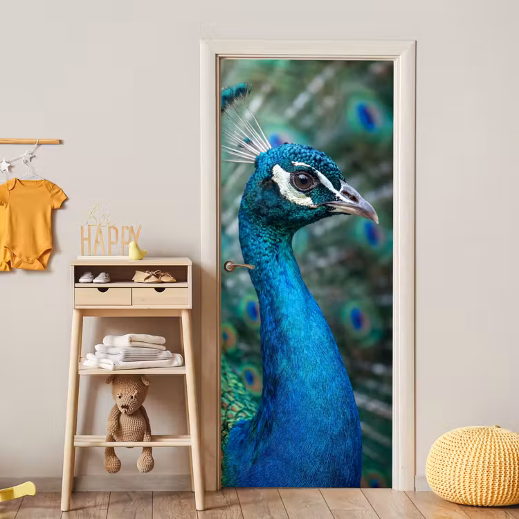 Deursticker - Pauw - Veren - Blauw — 6