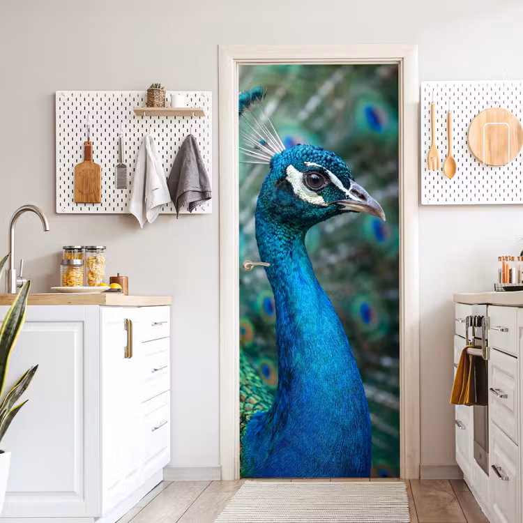 Deursticker - Pauw - Veren - Blauw — 7