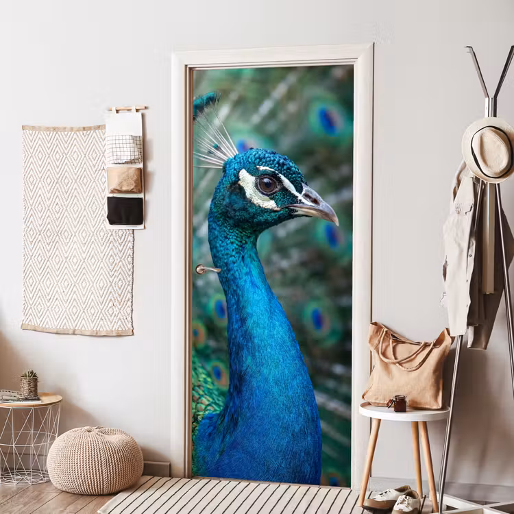 Deursticker - Pauw - Veren - Blauw — 8