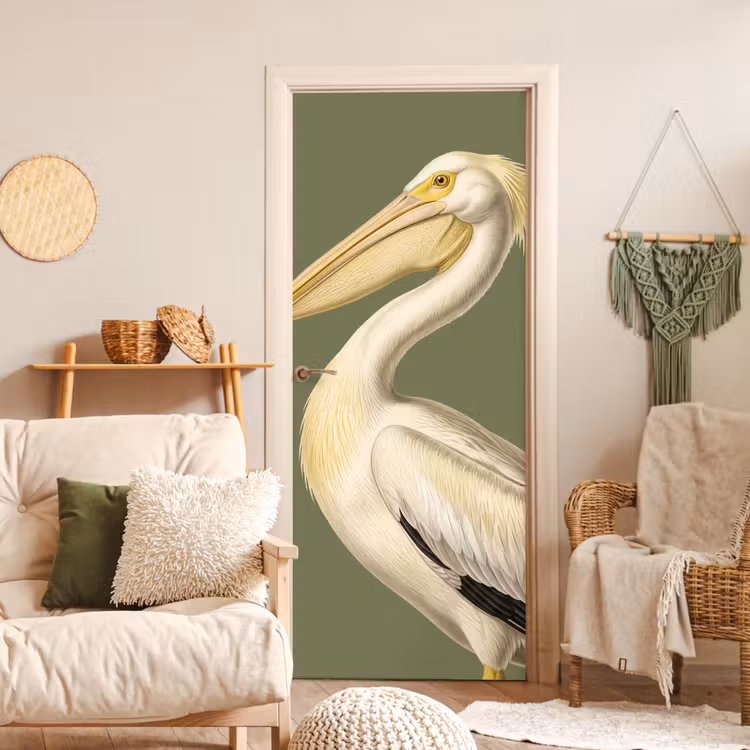 Deursticker - Pelikaan - Wit - Vogel - Klassiek - Natuur — 4