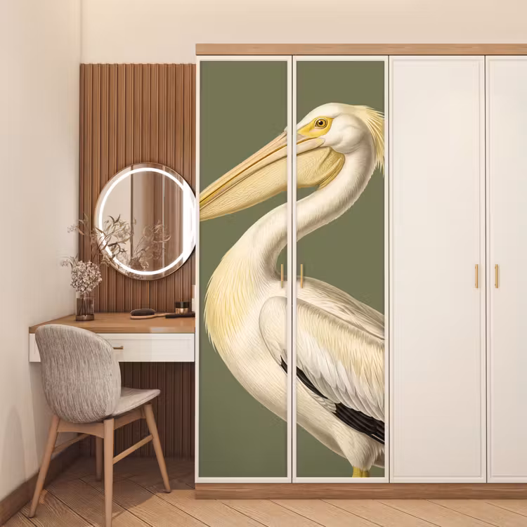 Deursticker - Pelikaan - Wit - Vogel - Klassiek - Natuur — 5