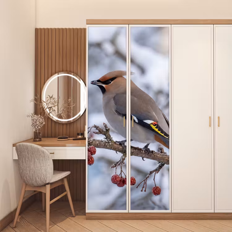 Deursticker - Pestvogel - Bessen - Winter - Natuur — 5