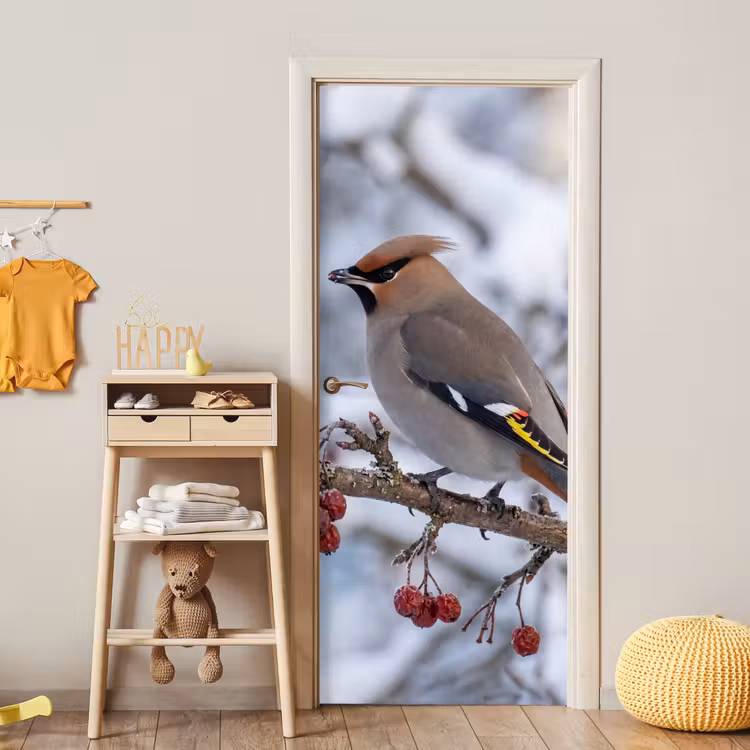 Deursticker - Pestvogel - Bessen - Winter - Natuur — 6