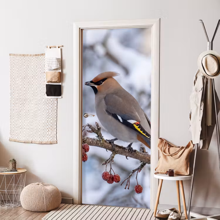 Deursticker - Pestvogel - Bessen - Winter - Natuur — 8