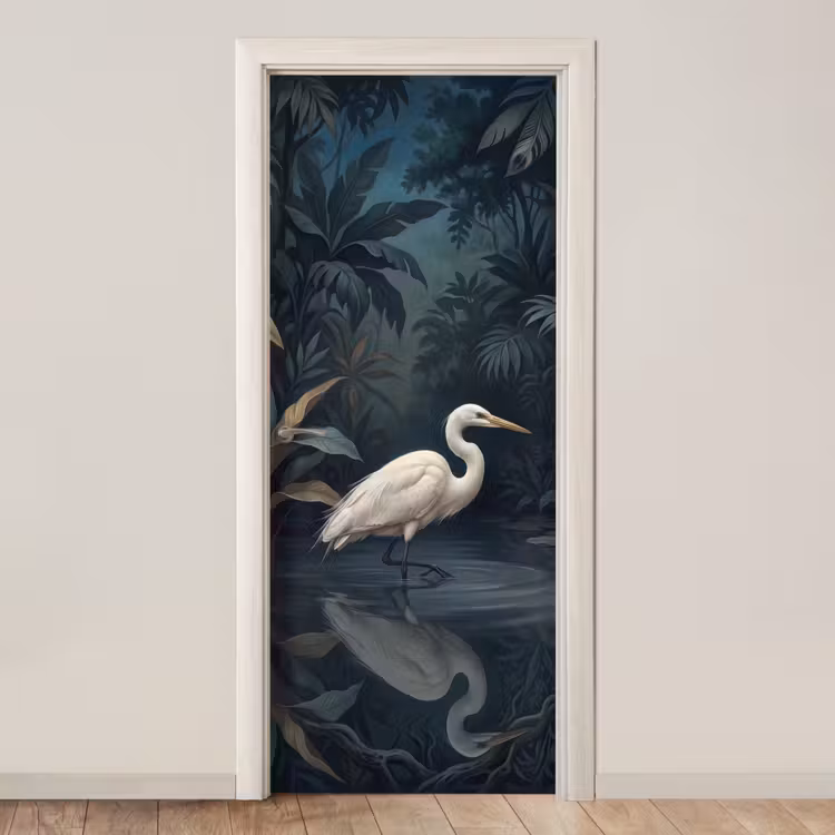 Deursticker - Reiger - Water - Natuur - Modern - Wit — 1