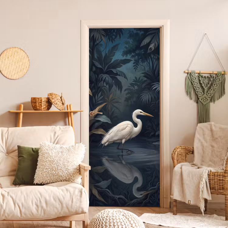 Deursticker - Reiger - Water - Natuur - Modern - Wit — 4