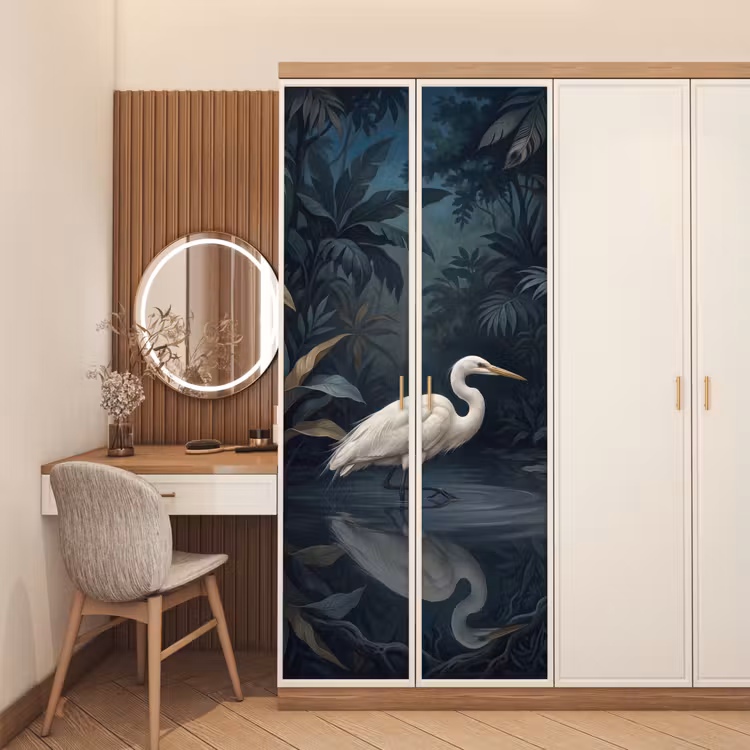 Deursticker - Reiger - Water - Natuur - Modern - Wit — 5