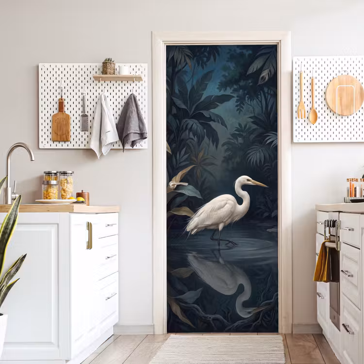 Deursticker - Reiger - Water - Natuur - Modern - Wit — 7