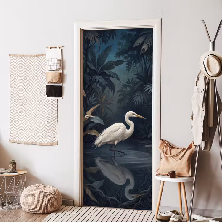 Deursticker - Reiger - Water - Natuur - Modern - Wit — 8