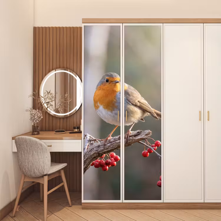 Deursticker - Roodborst - Tak - Bessen - Natuur — 5