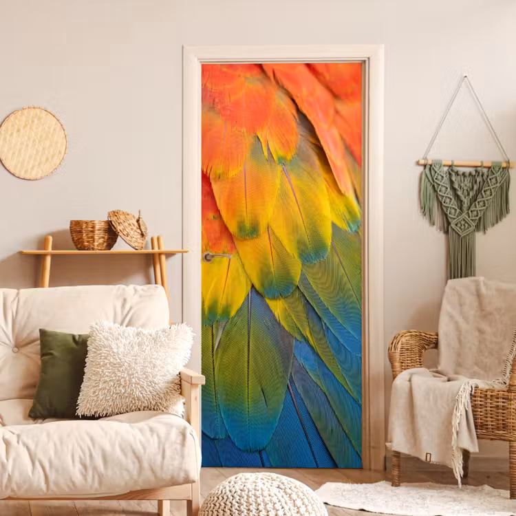 Deursticker - Veren - Ara - Kleurrijk — 4