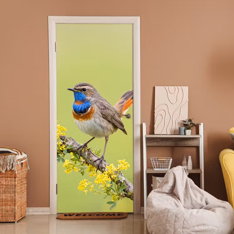Deursticker - Vogel - Tak - Natuur - Kleurrijk — 2