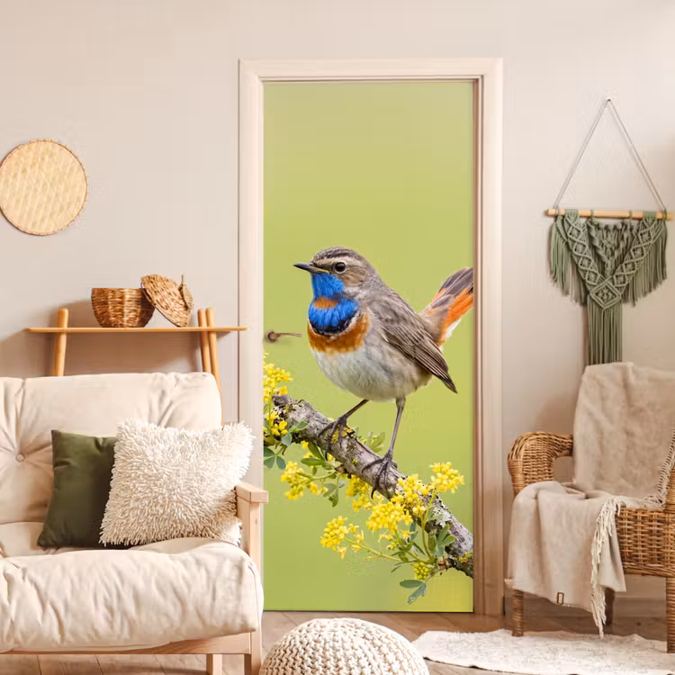 Deursticker - Vogel - Tak - Natuur - Kleurrijk — 4