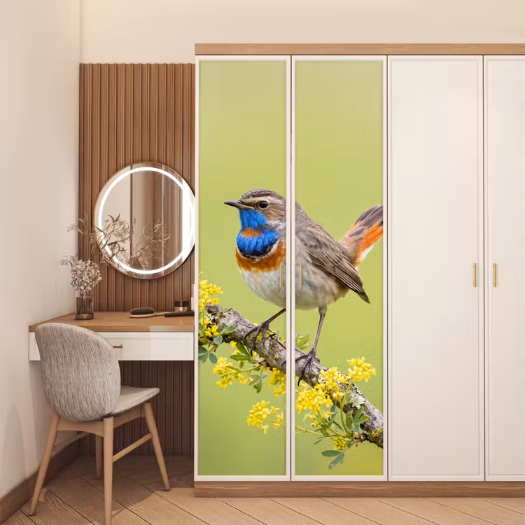 Deursticker - Vogel - Tak - Natuur - Kleurrijk — 5