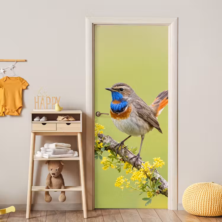 Deursticker - Vogel - Tak - Natuur - Kleurrijk — 6