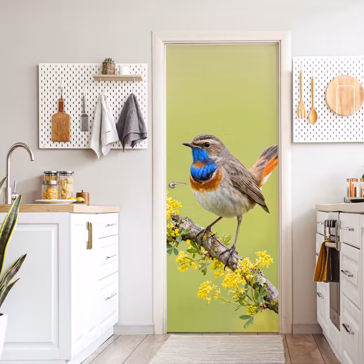 Deursticker - Vogel - Tak - Natuur - Kleurrijk — 7