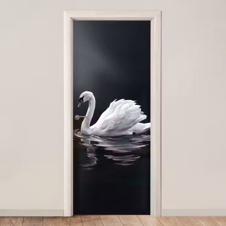 Deursticker - Zwaan - Water - Natuur - Realistisch - Wit — 1